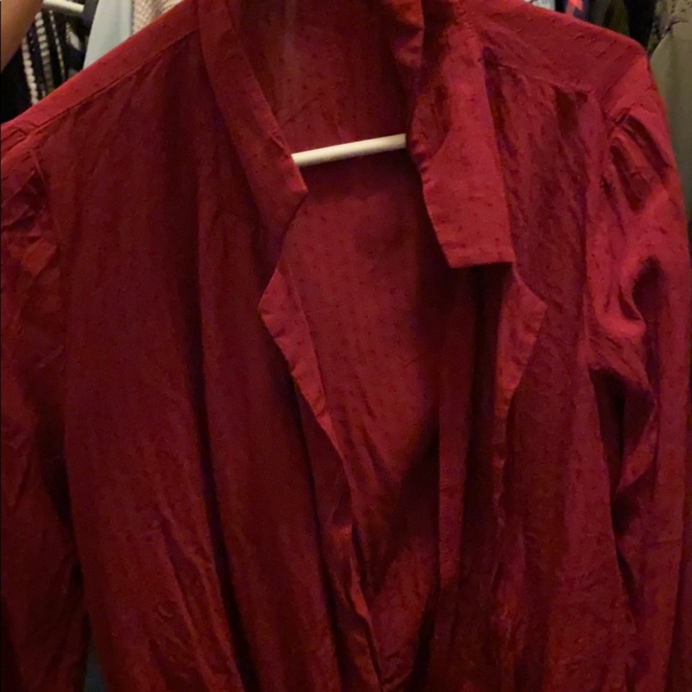 Red open front shirt